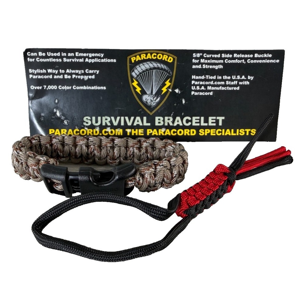 Paracord Survival Bracelet 5/8" Curved Buckle Camo 9" Large #PC-SB Made in USA